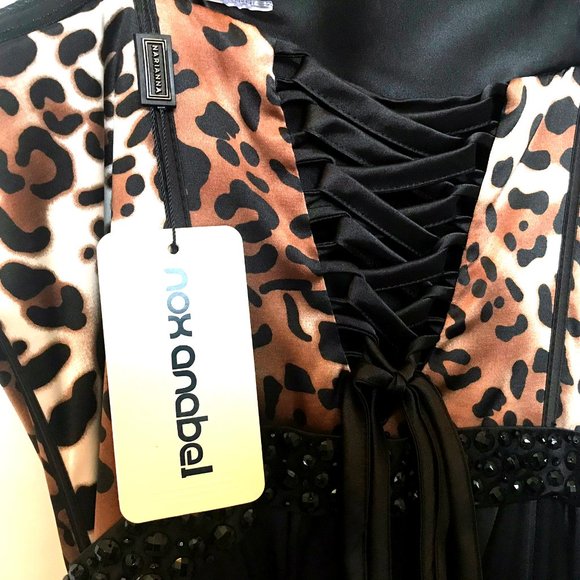 NWT NOX ANABEL Corset Boned Leopard Print Formal Gown Prom Pageant dress, S - Picture 9 of 11